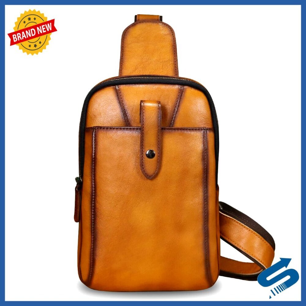 Genuine Leather Sling Backpack Crossbody Bag Shoulder Bag Medium